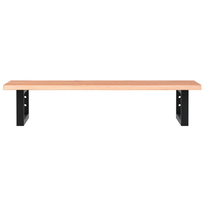 Badeværelseshylde Stål Og Massivt Egetræ Lysebrun Og Sort