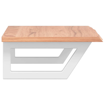 Badeværelseshylde Stål Og Massivt Egetræ Lysebrun Og Hvid