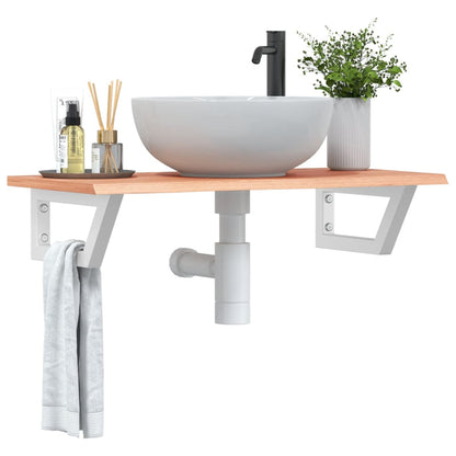 Badeværelseshylde Stål Og Massivt Egetræ Lysebrun Og Hvid