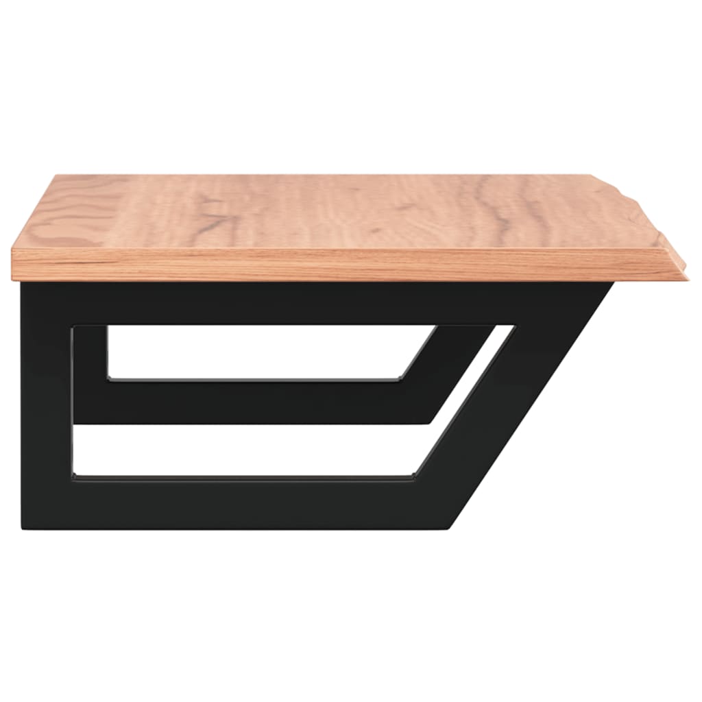 Badeværelseshylde Stål Og Massivt Egetræ Lysebrun Og Sort