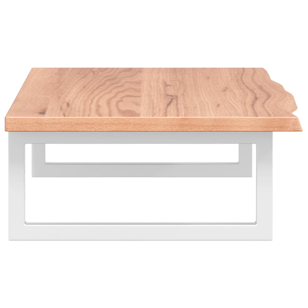 Badeværelseshylde Stål Og Massivt Egetræ Lysebrun Og Hvid