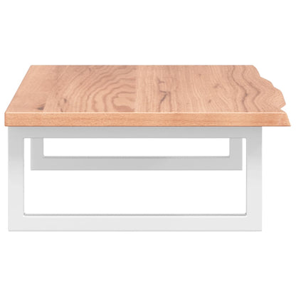 Badeværelseshylde Stål Og Massivt Egetræ Lysebrun Og Hvid