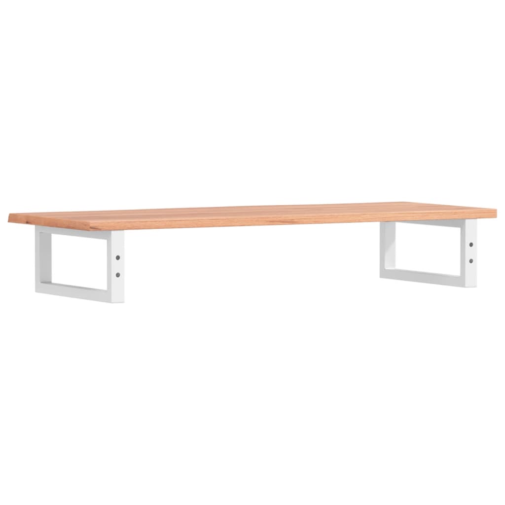 Badeværelseshylde Stål Og Massivt Egetræ Lysebrun Og Hvid