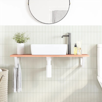 Badeværelseshylde Stål Og Massivt Egetræ Lysebrun Og Hvid