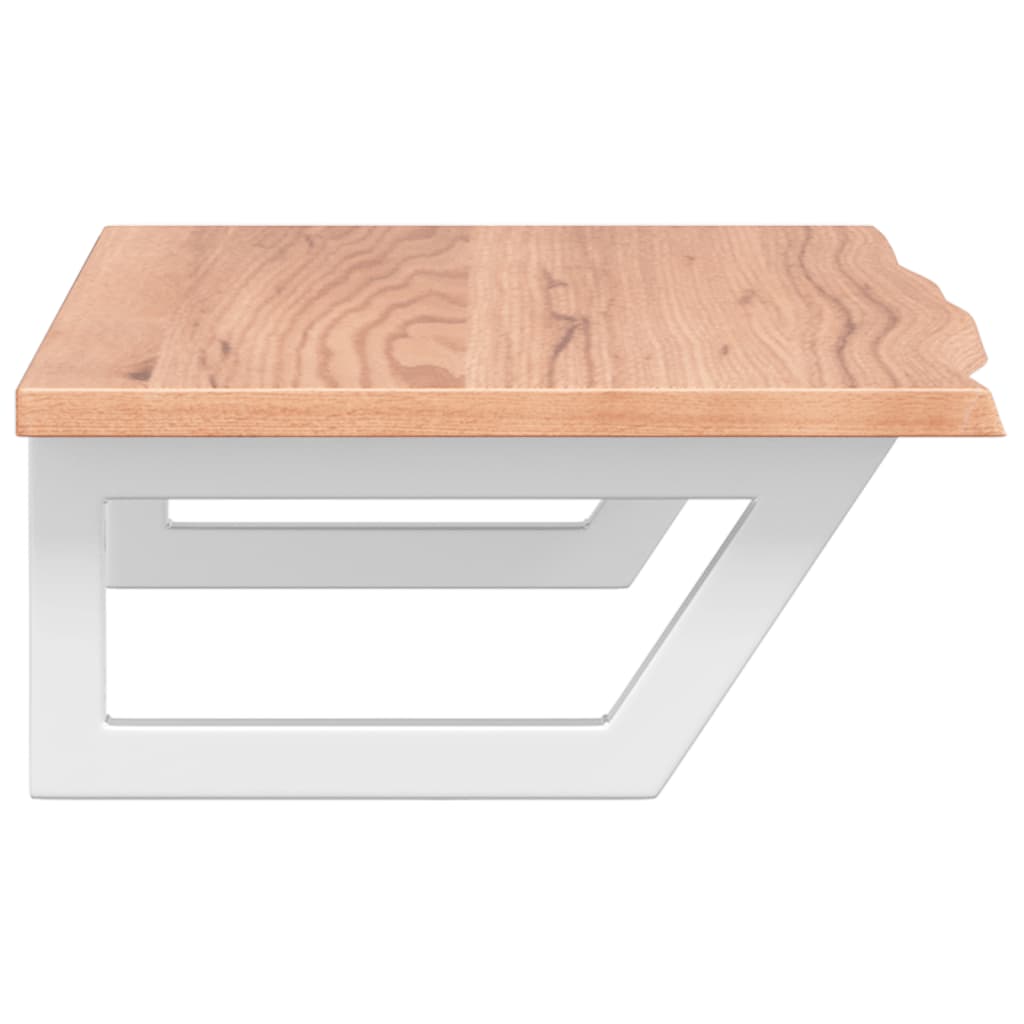 Badeværelseshylde Stål Og Massivt Egetræ Lysebrun Og Hvid