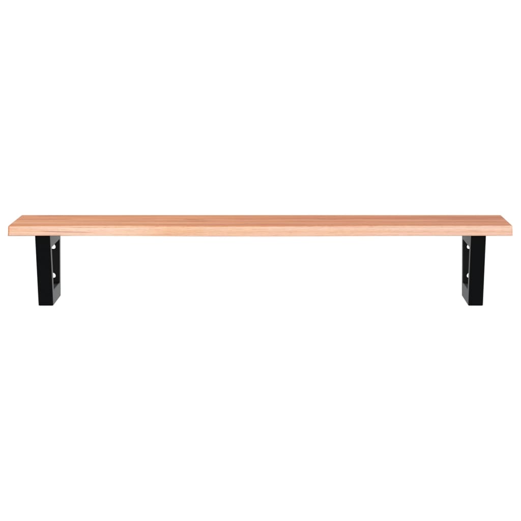 Badeværelseshylde Stål Og Massivt Egetræ Lysebrun Og Sort