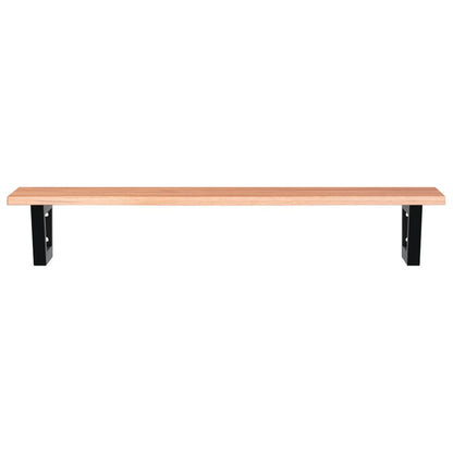 Badeværelseshylde Stål Og Massivt Egetræ Lysebrun Og Sort