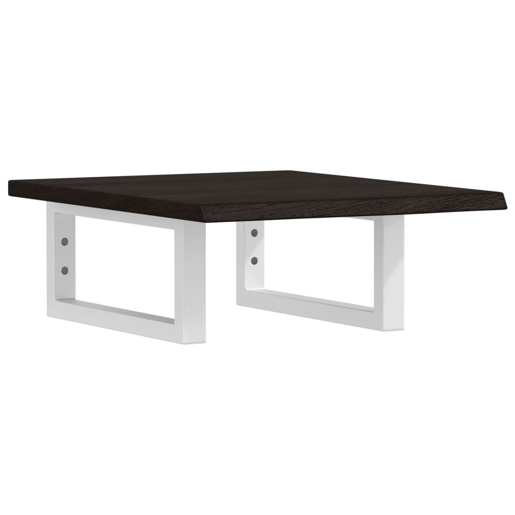 Badeværelseshylde Stål Og Massivt Egetræ Mørkebrun Og Hvid