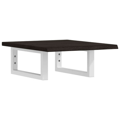 Badeværelseshylde Stål Og Massivt Egetræ Mørkebrun Og Hvid