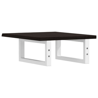 Badeværelseshylde Stål Og Massivt Egetræ Mørkebrun Og Hvid