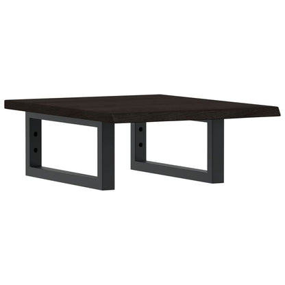 Badeværelseshylde Stål Og Massivt Egetræ Mørkebrun Og Sort