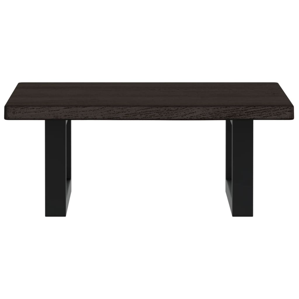 Badeværelseshylde Stål Og Massivt Egetræ Mørkebrun Og Sort