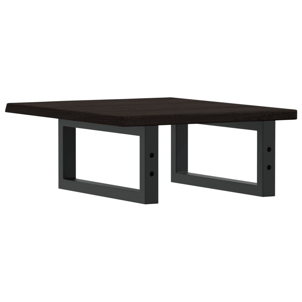 Badeværelseshylde Stål Og Massivt Egetræ Mørkebrun Og Sort