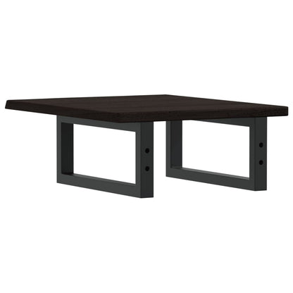 Badeværelseshylde Stål Og Massivt Egetræ Mørkebrun Og Sort