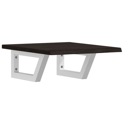 Badeværelseshylde Stål Og Massivt Egetræ Mørkebrun Og Hvid