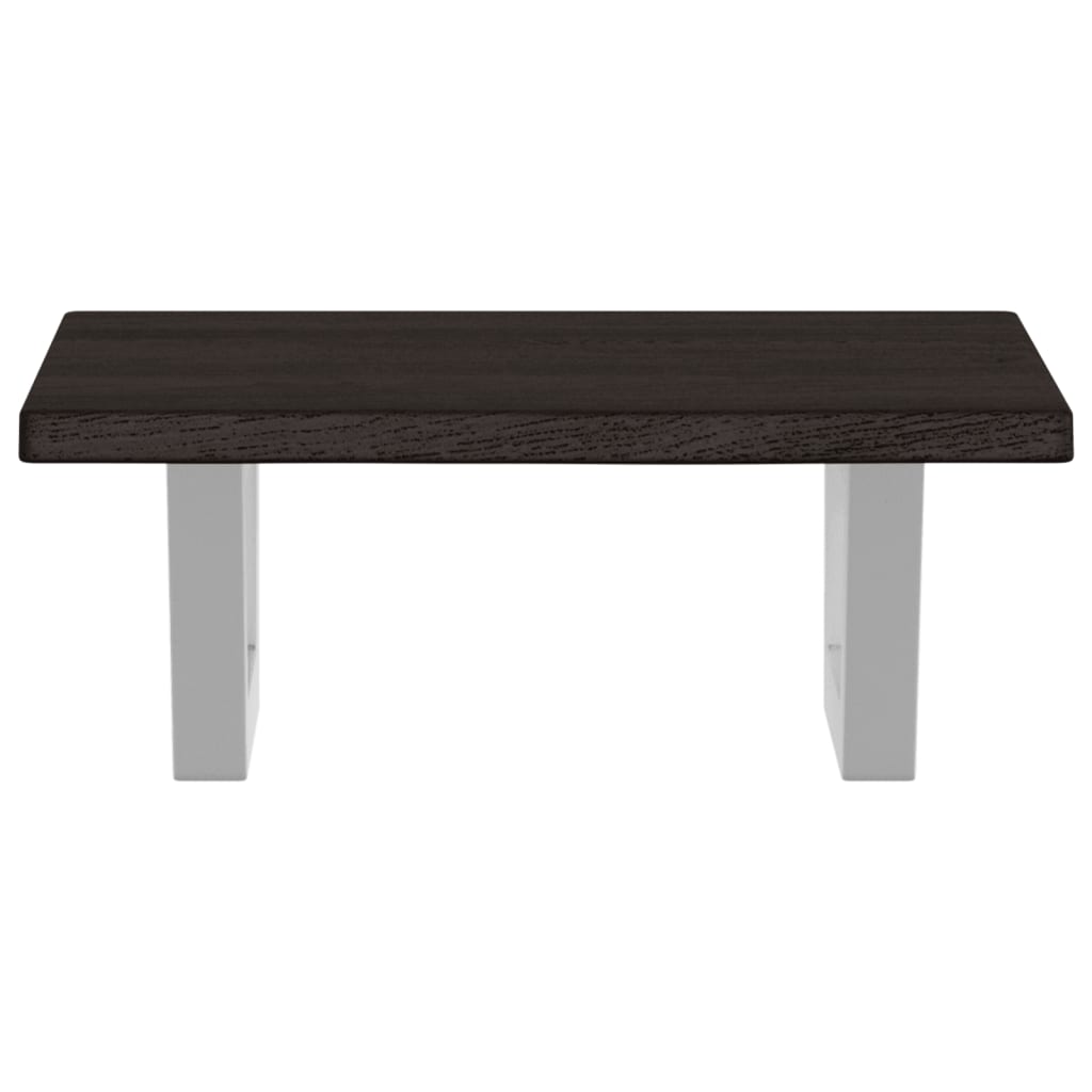 Badeværelseshylde Stål Og Massivt Egetræ Mørkebrun Og Hvid