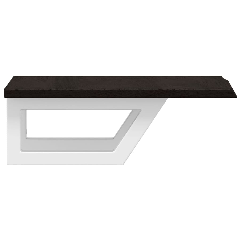 Badeværelseshylde Stål Og Massivt Egetræ Mørkebrun Og Hvid