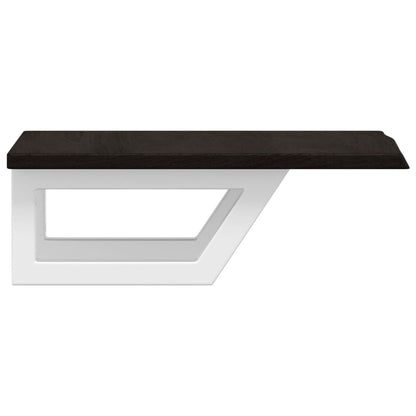 Badeværelseshylde Stål Og Massivt Egetræ Mørkebrun Og Hvid