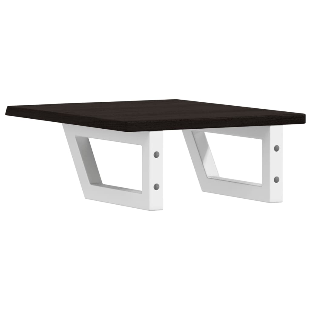 Badeværelseshylde Stål Og Massivt Egetræ Mørkebrun Og Hvid