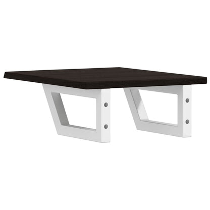 Badeværelseshylde Stål Og Massivt Egetræ Mørkebrun Og Hvid