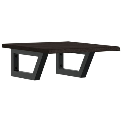 Badeværelseshylde Stål Og Massivt Egetræ Mørkebrun Og Sort