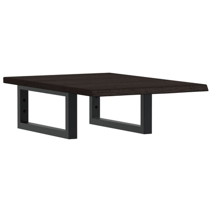 Badeværelseshylde Stål Og Massivt Egetræ Mørkebrun Og Sort