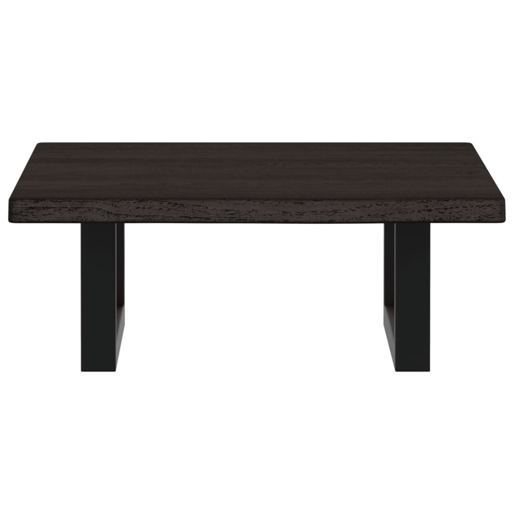 Badeværelseshylde Stål Og Massivt Egetræ Mørkebrun Og Sort