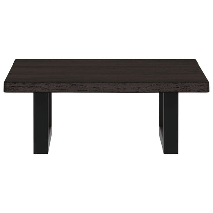 Badeværelseshylde Stål Og Massivt Egetræ Mørkebrun Og Sort