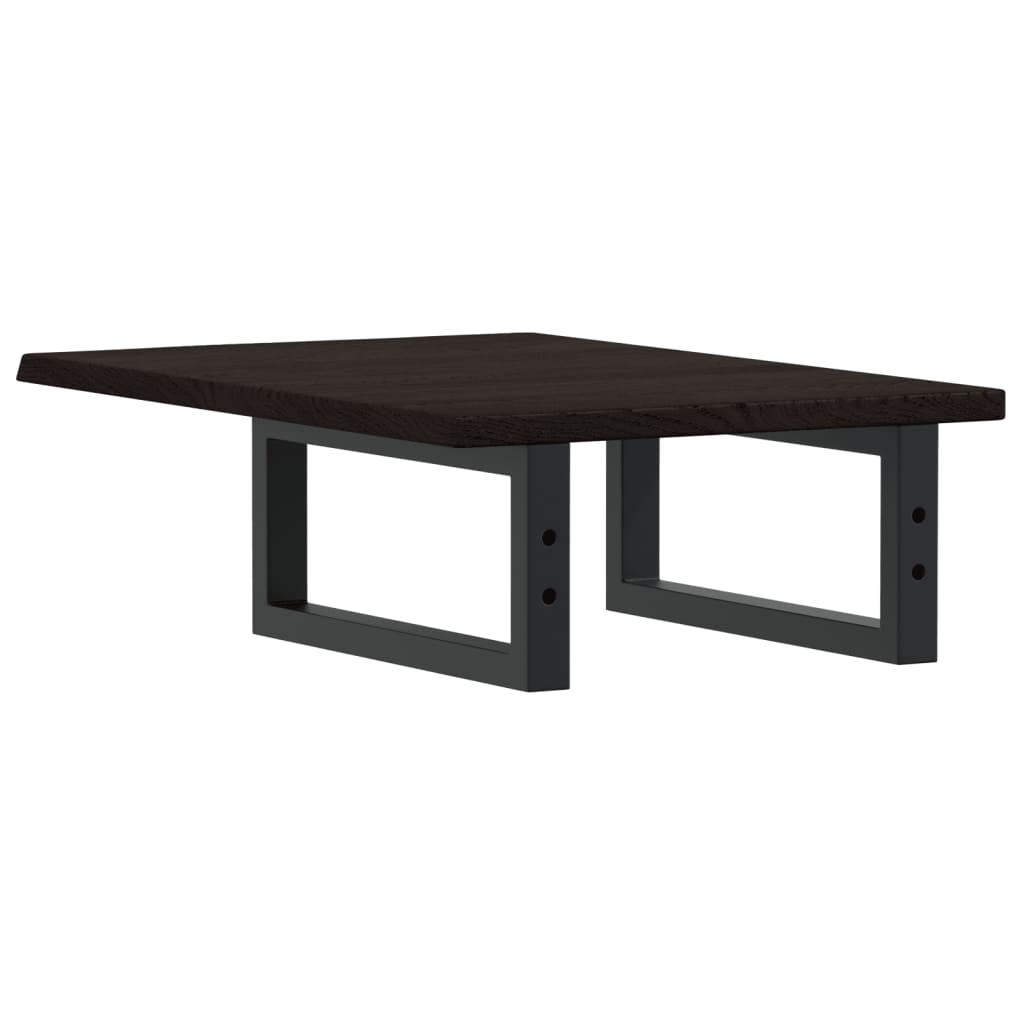 Badeværelseshylde Stål Og Massivt Egetræ Mørkebrun Og Sort