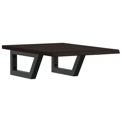 Badeværelseshylde Stål Og Massivt Egetræ Mørkebrun Og Sort