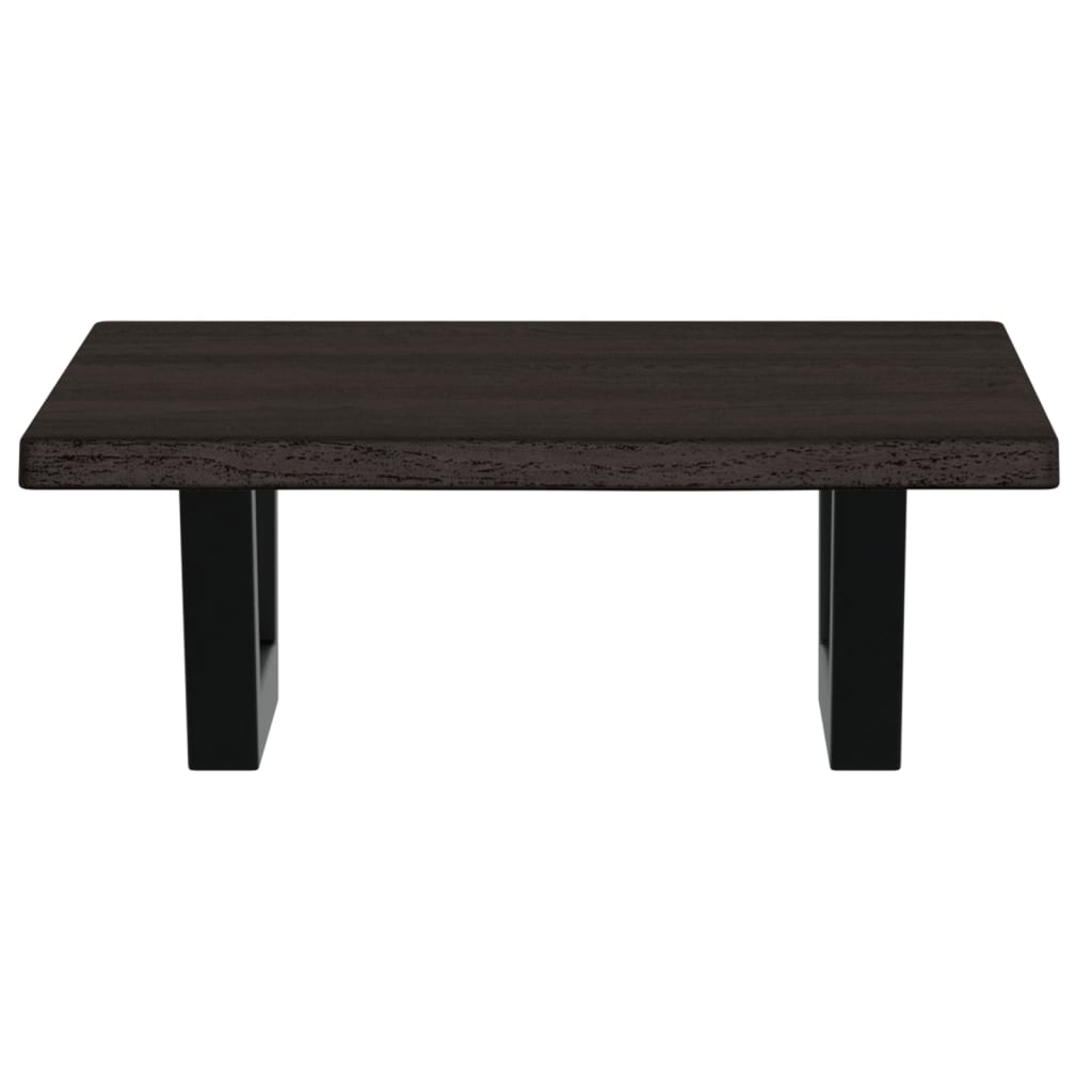 Badeværelseshylde Stål Og Massivt Egetræ Mørkebrun Og Sort