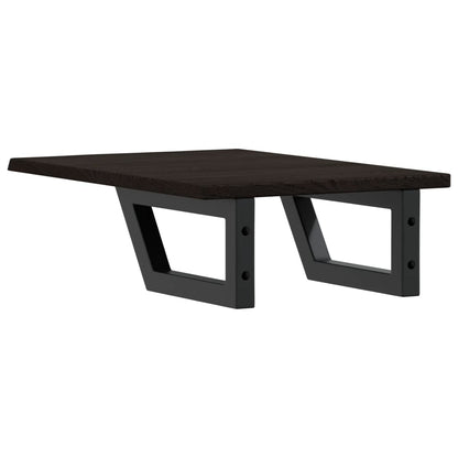 Badeværelseshylde Stål Og Massivt Egetræ Mørkebrun Og Sort