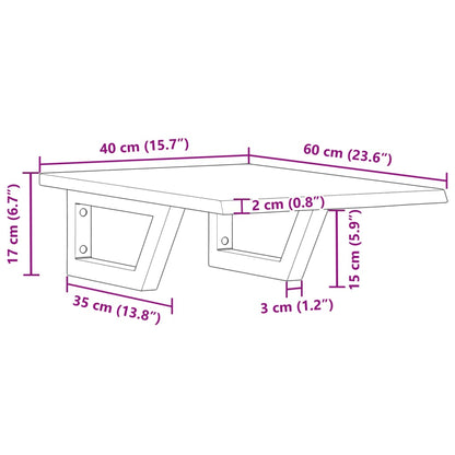Badeværelseshylde Stål Og Massivt Egetræ Mørkebrun Og Sort