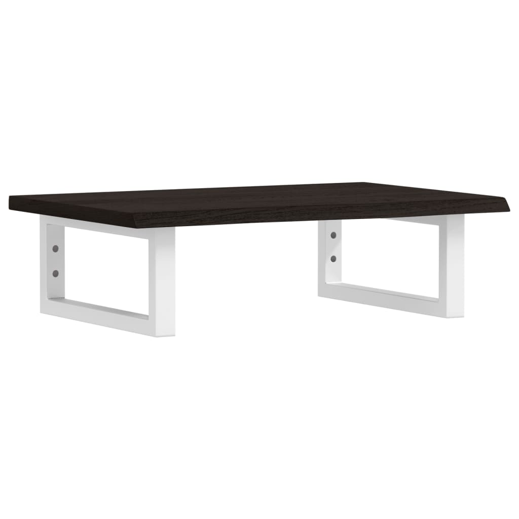 Badeværelseshylde Stål Og Massivt Egetræ Mørkebrun Og Hvid