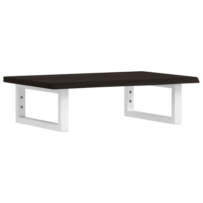 Badeværelseshylde Stål Og Massivt Egetræ Mørkebrun Og Hvid