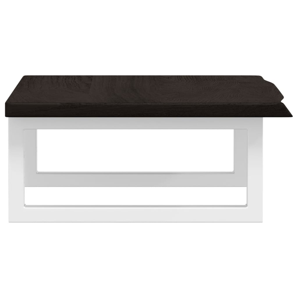 Badeværelseshylde Stål Og Massivt Egetræ Mørkebrun Og Hvid