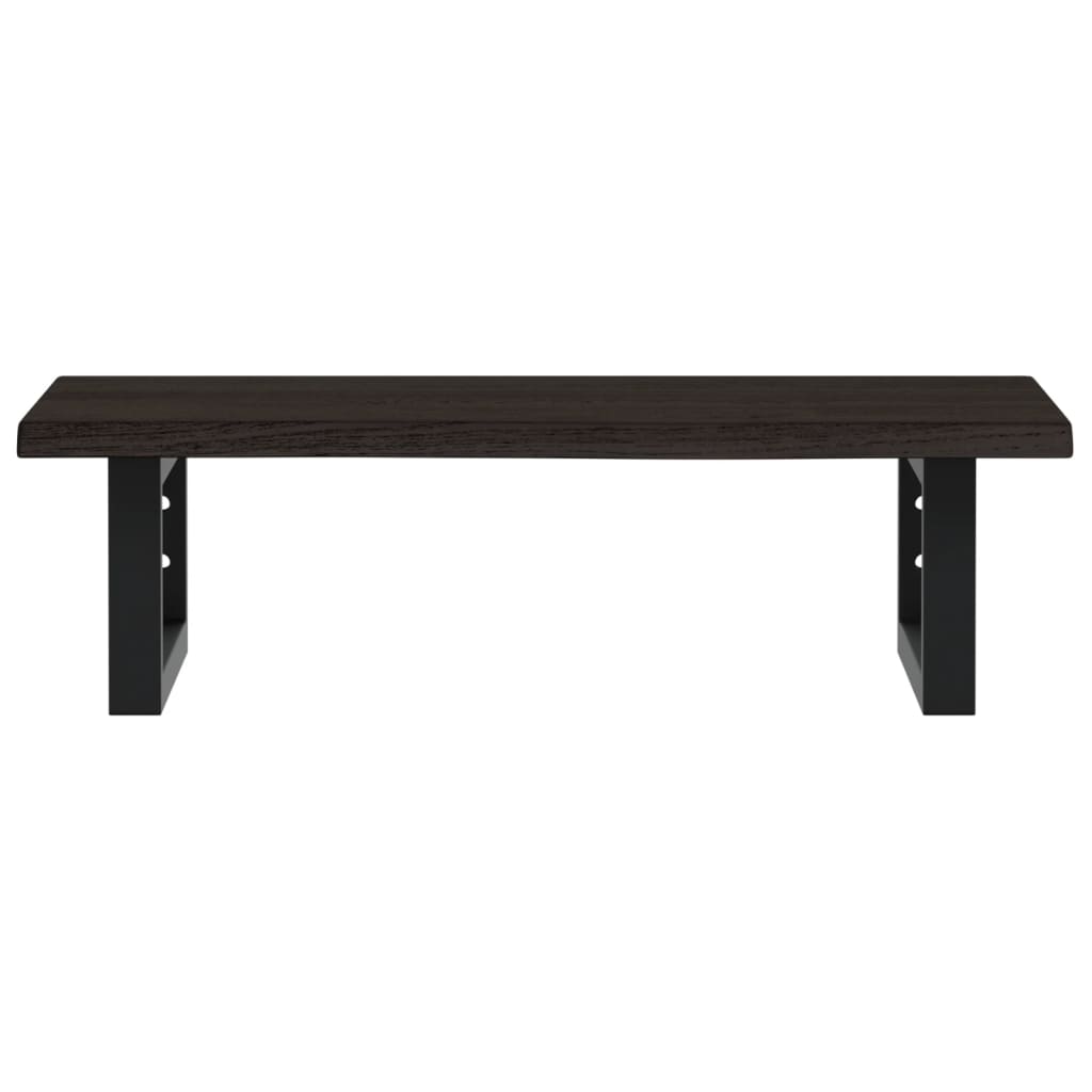 Badeværelseshylde Stål Og Massivt Egetræ Mørkebrun Og Sort