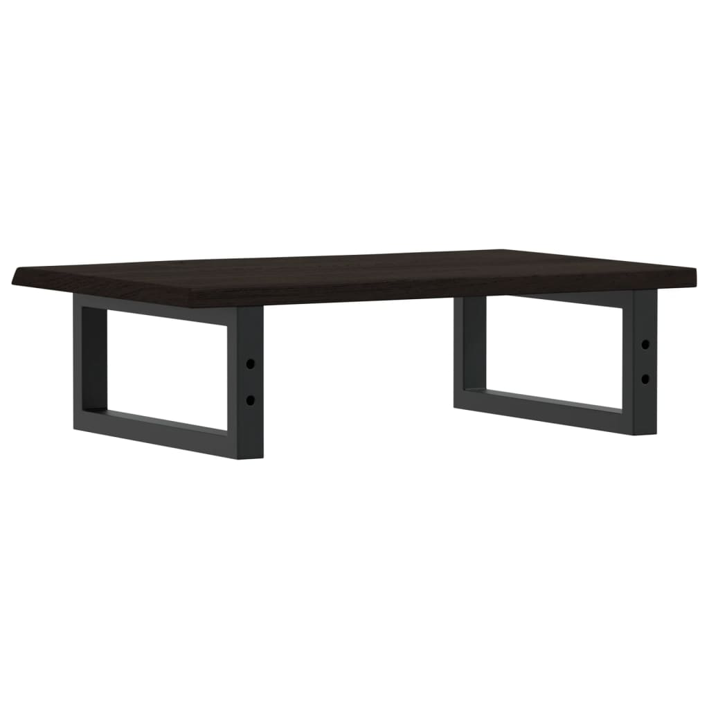 Badeværelseshylde Stål Og Massivt Egetræ Mørkebrun Og Sort