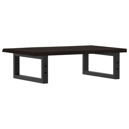 Badeværelseshylde Stål Og Massivt Egetræ Mørkebrun Og Sort