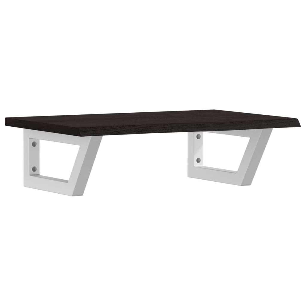 Badeværelseshylde Stål Og Massivt Egetræ Mørkebrun Og Hvid