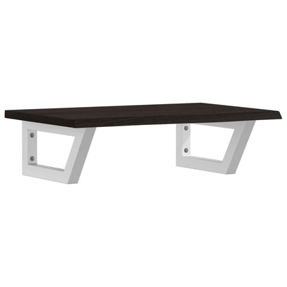 Badeværelseshylde Stål Og Massivt Egetræ Mørkebrun Og Hvid