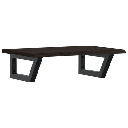 Badeværelseshylde Stål Og Massivt Egetræ Mørkebrun Og Sort