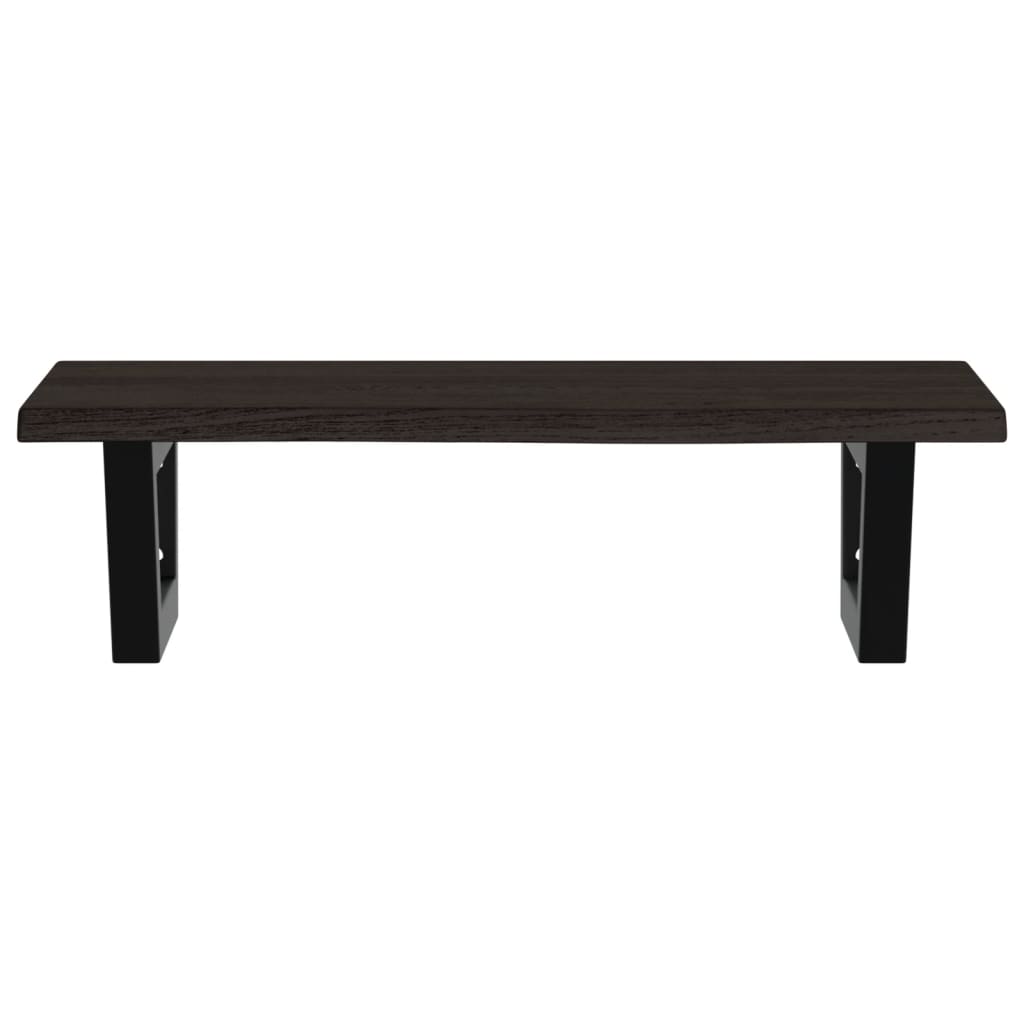 Badeværelseshylde Stål Og Massivt Egetræ Mørkebrun Og Sort