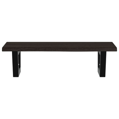 Badeværelseshylde Stål Og Massivt Egetræ Mørkebrun Og Sort