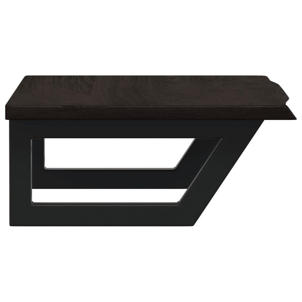 Badeværelseshylde Stål Og Massivt Egetræ Mørkebrun Og Sort