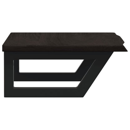 Badeværelseshylde Stål Og Massivt Egetræ Mørkebrun Og Sort