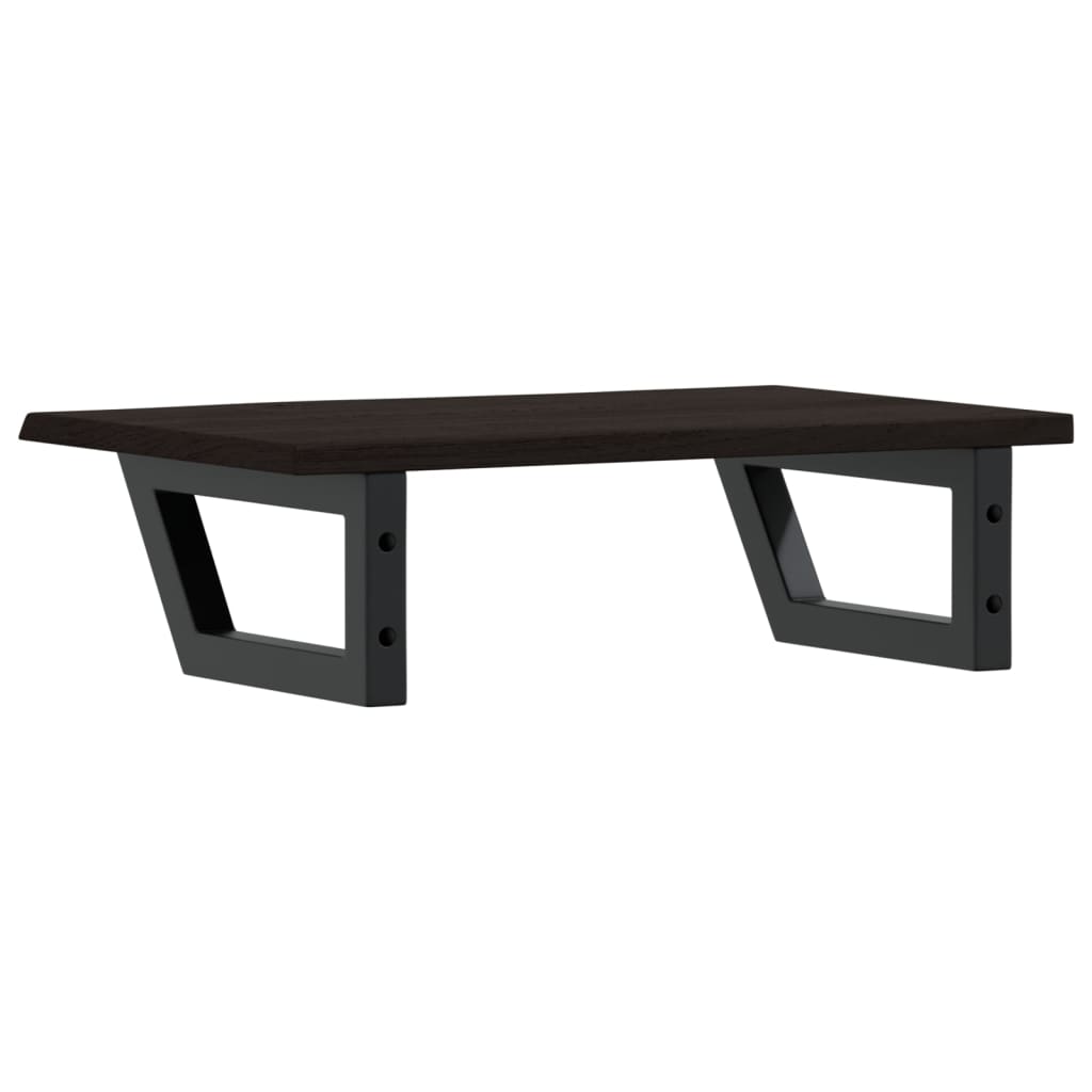 Badeværelseshylde Stål Og Massivt Egetræ Mørkebrun Og Sort