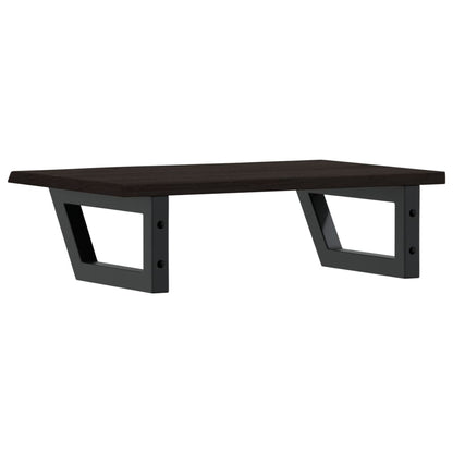 Badeværelseshylde Stål Og Massivt Egetræ Mørkebrun Og Sort