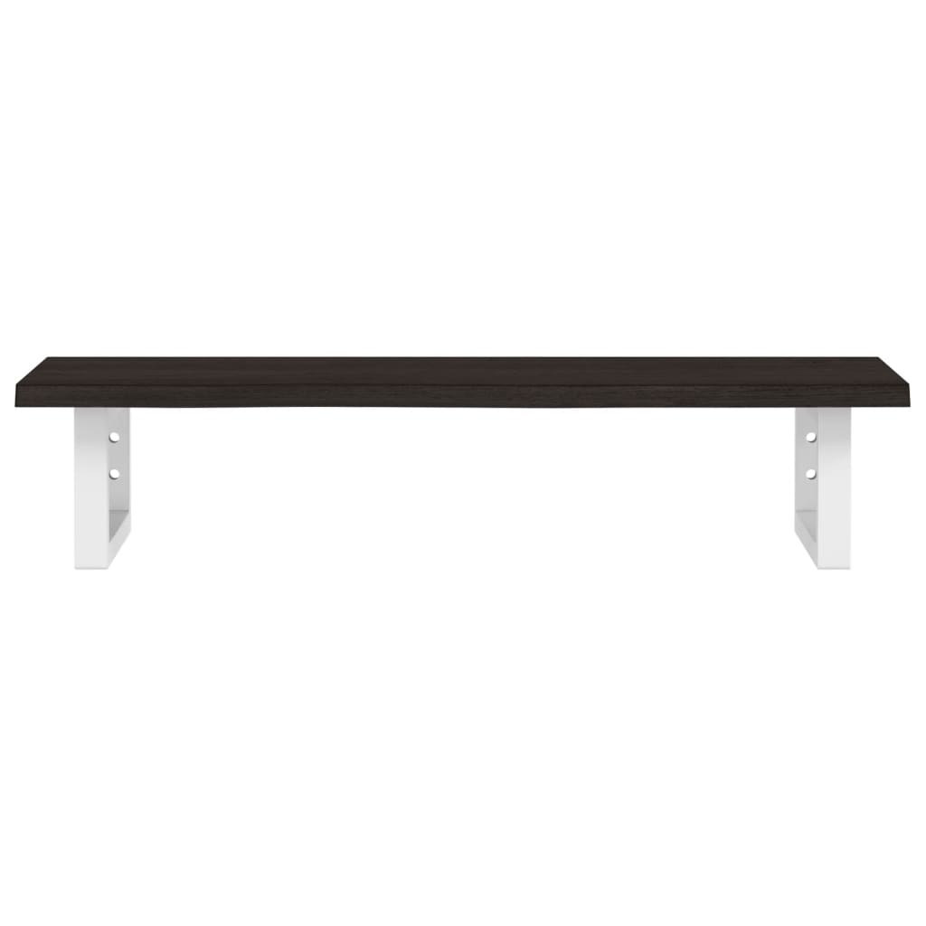 Badeværelseshylde Stål Og Massivt Egetræ Mørkebrun Og Hvid