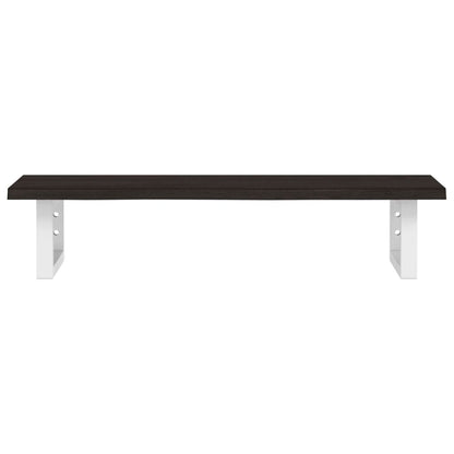 Badeværelseshylde Stål Og Massivt Egetræ Mørkebrun Og Hvid